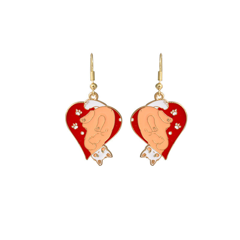 1 Pair Commute Heart Shape Enamel Alloy Drop Earrings