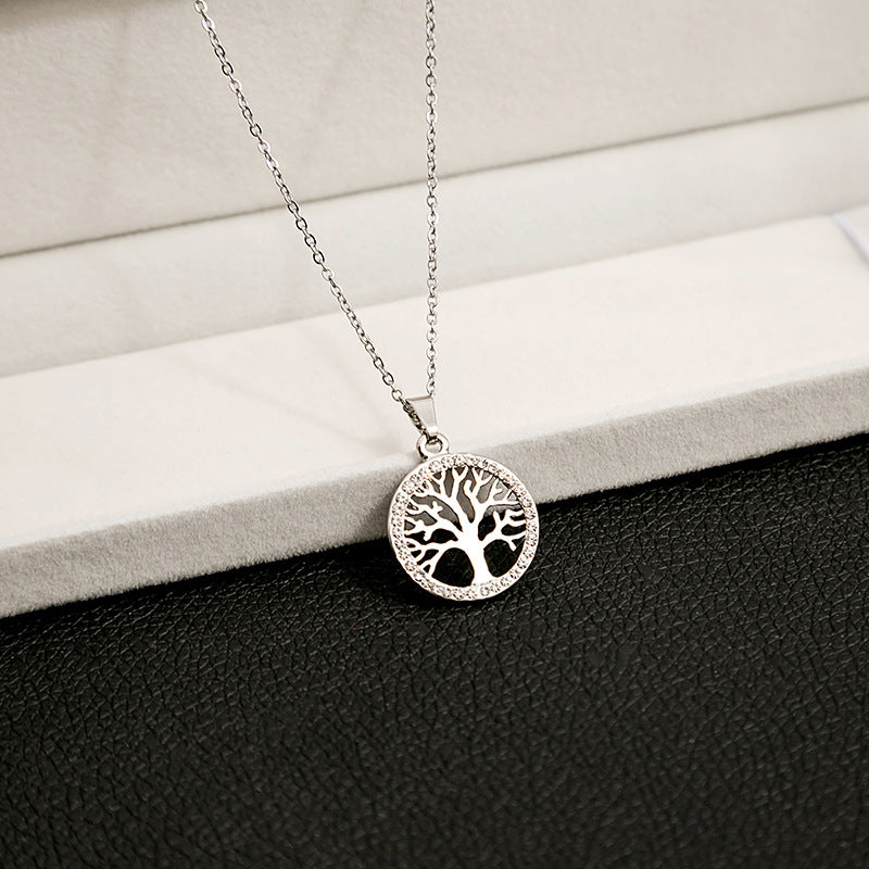 Commute Palm Flower Alloy Inlay Zircon Women's Pendant Necklace