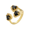 Elegant Luxurious Shiny Heart Shape Copper 18k Gold Plated Zircon Open Ring In Bulk