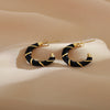 1 Pair Elegant Simple Style C Shape Enamel Plating Stainless Steel Gold Plated Ear Studs