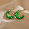 1 Pair Elegant Simple Style C Shape Enamel Plating Stainless Steel Gold Plated Ear Studs