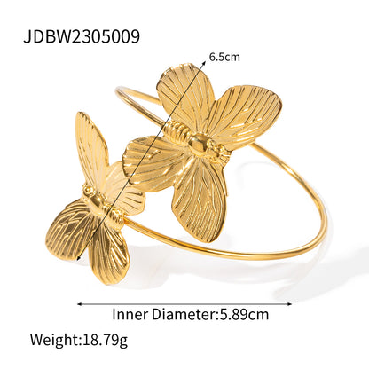 Simple Style Butterfly Stainless Steel Plating Titanium Steel 18k Gold Plated Bangle