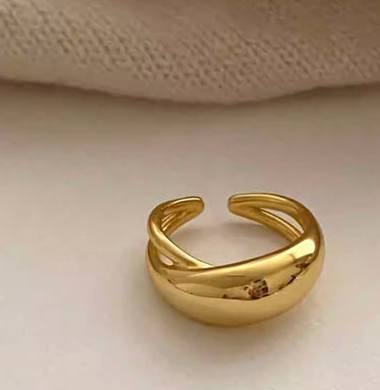 Simple Style Classic Style Solid Color Titanium Steel Plating Gold Plated Rings