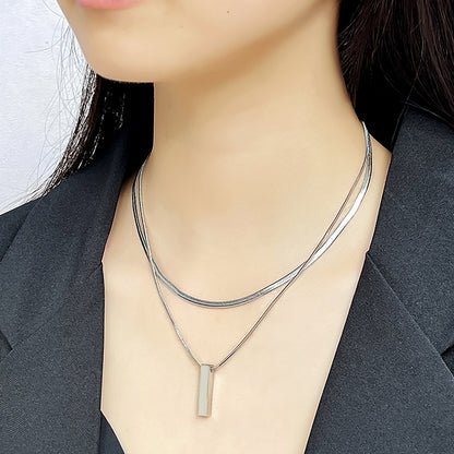 Streetwear Geometric Stainless Steel Plating Layered Necklaces