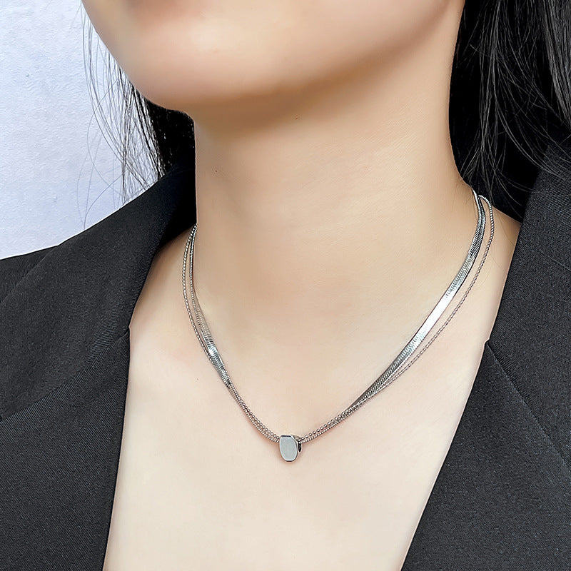 Streetwear Geometric Stainless Steel Plating Layered Necklaces