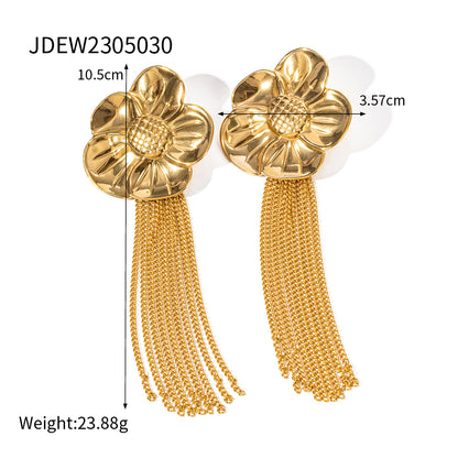 304 Stainless Steel 18K Gold Plated IG Style Plating Sunflower Rings Bracelets Earrings