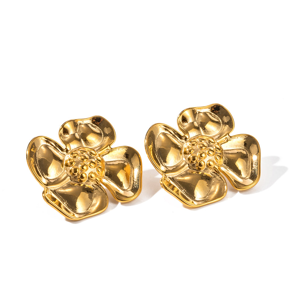 1 Pair Simple Style Flower Plating Stainless Steel 18k Gold Plated Ear Studs