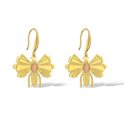 1 Pair Simple Style Commute Bee Plating Titanium Steel 18k Gold Plated Drop Earrings