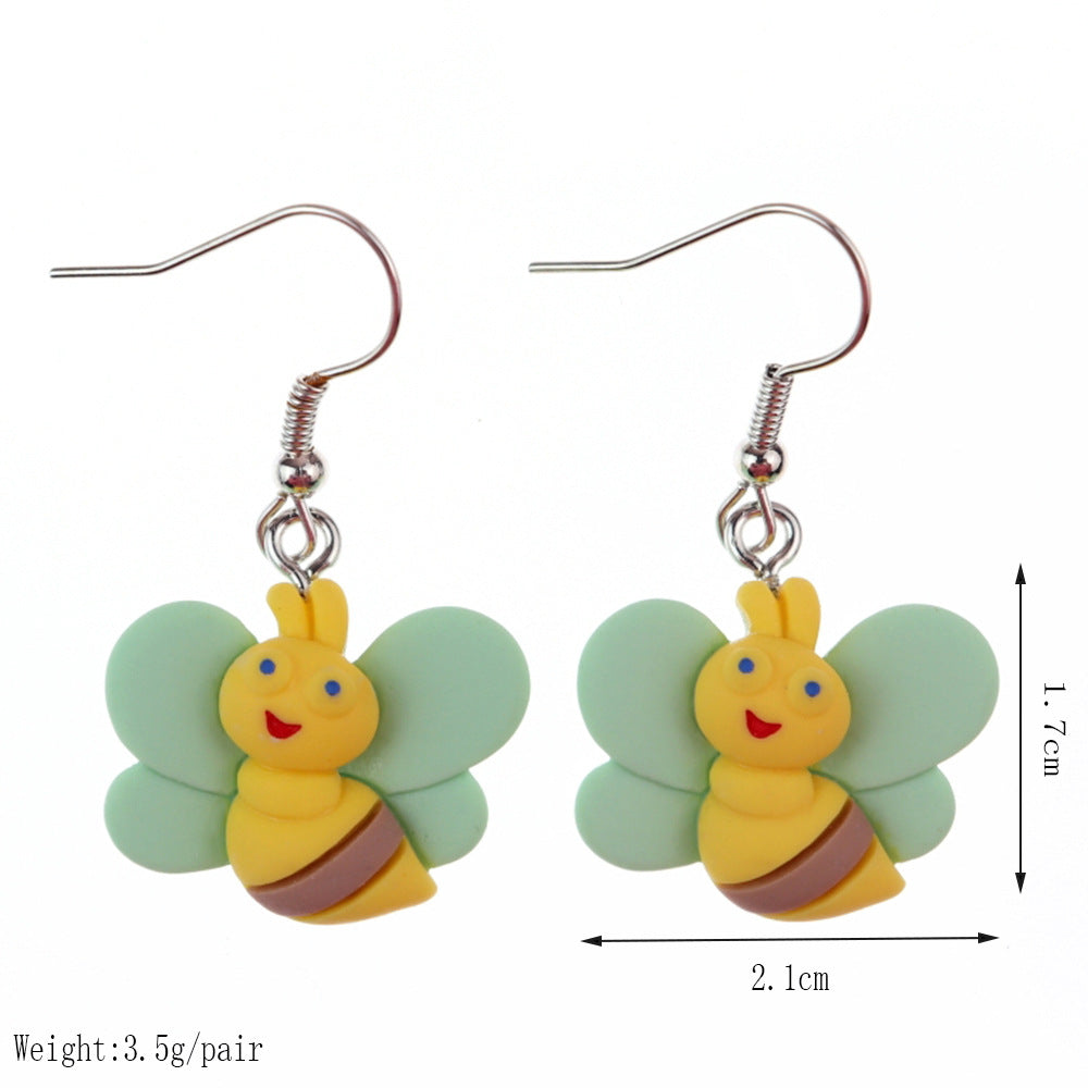 1 Pair Casual Cute Bee Butterfly Plastic Resin Drop Earrings