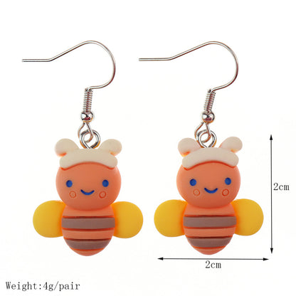 1 Pair Casual Cute Bee Butterfly Plastic Resin Drop Earrings