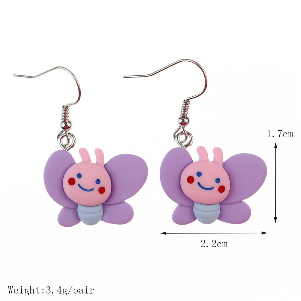 1 Pair Casual Cute Bee Butterfly Plastic Resin Drop Earrings