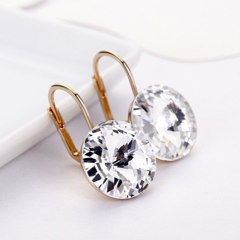 1 Pair Simple Style Water Droplets Plating Inlay Artificial Crystal Crystal 18k Gold Plated Earrings