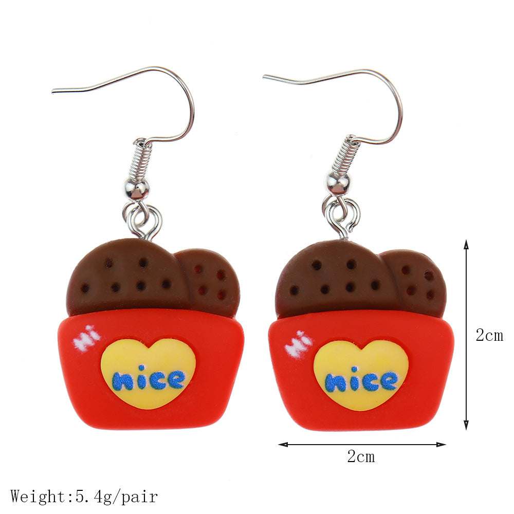 1 Pair Cute Sweet Ice Cream Fruit Plastic Resin Drop Earrings