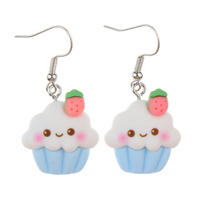 1 Pair Cute Sweet Ice Cream Fruit Plastic Resin Drop Earrings