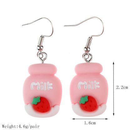 1 Pair Cute Sweet Fruit Heart Shape Plastic Resin Earrings