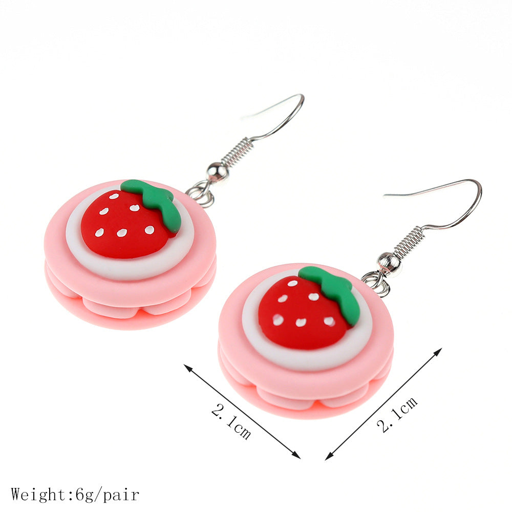 1 Pair Cute Sweet Fruit Heart Shape Plastic Resin Earrings