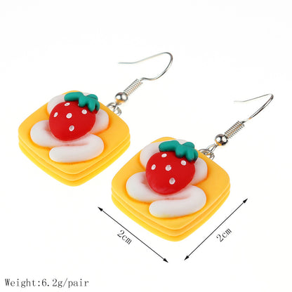 1 Pair Cute Sweet Fruit Heart Shape Plastic Resin Earrings