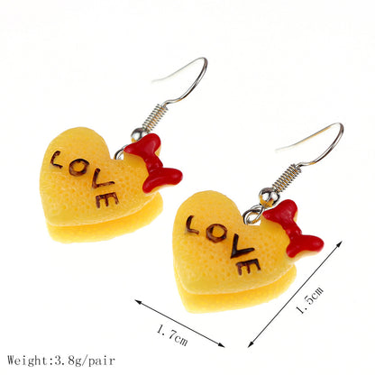 1 Pair Cute Sweet Fruit Heart Shape Plastic Resin Earrings