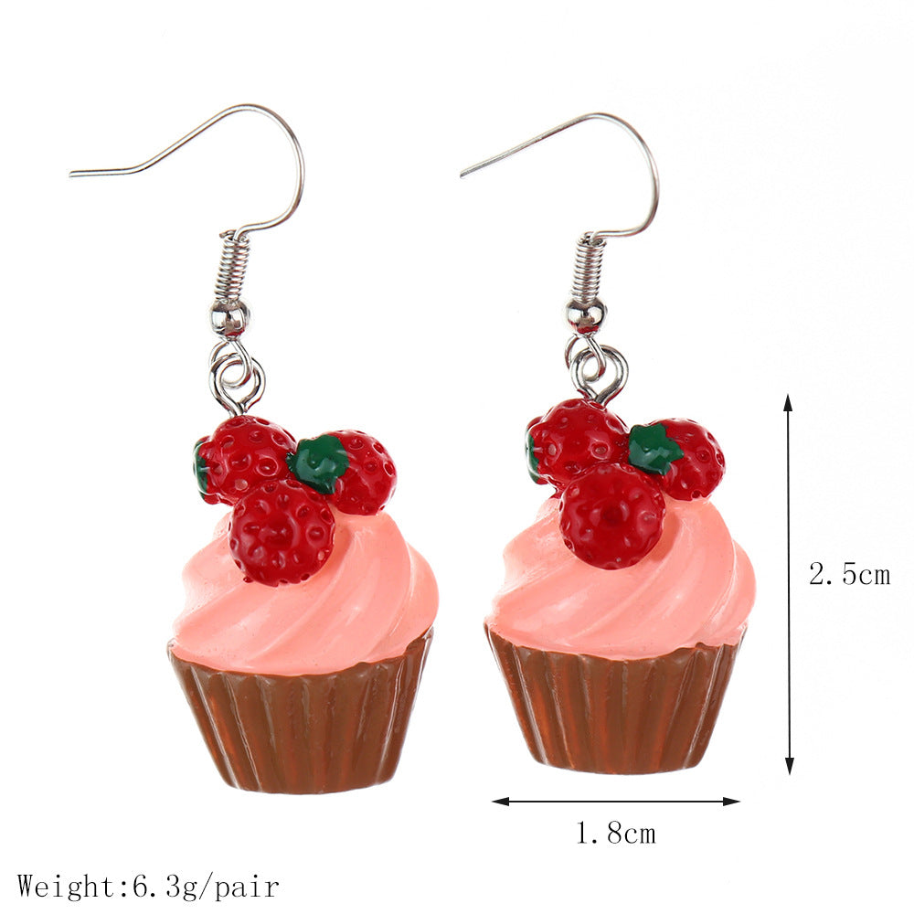 1 Pair Cute Sweet Fruit Heart Shape Plastic Resin Earrings