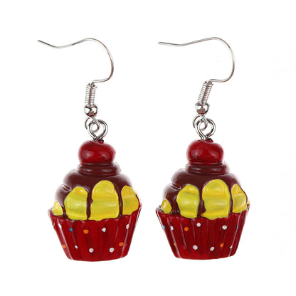 1 Pair Cute Sweet Fruit Heart Shape Plastic Resin Earrings