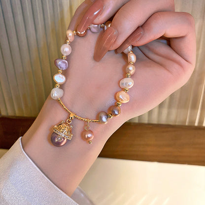 Ig Style Modern Style Round Flower Freshwater Pearl Metal Beaded Plating Inlay Rhinestones Bracelets