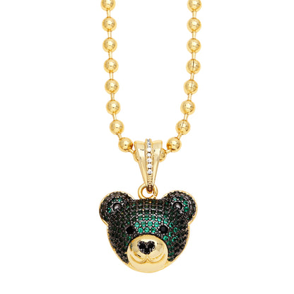 Hip-Hop Streetwear Bear Copper 18k Gold Plated Zircon Pendant Necklace In Bulk