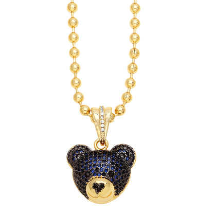 Hip-Hop Streetwear Bear Copper 18k Gold Plated Zircon Pendant Necklace In Bulk