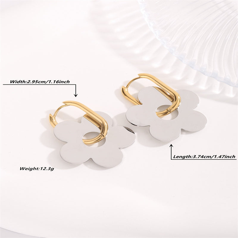 1 Pair Elegant Lady Modern Style Flower Titanium Steel Gold Plated Drop Earrings