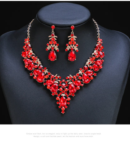 Luxurious Geometric Alloy Plating Inlay Artificial Pearls Rhinestones Glass Women's Earrings Necklace