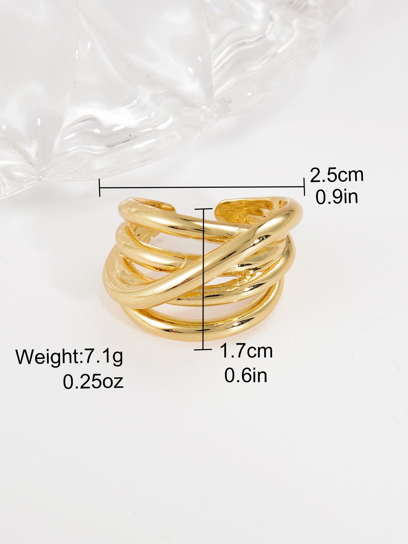 Casual Simple Style Cross Lines Copper Irregular Plating Hollow Out 18k Gold Plated Open Ring