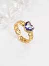 Sweet Simple Style Heart Shape Copper Plating Hollow Out Inlay Zircon 18k Gold Plated Open Ring