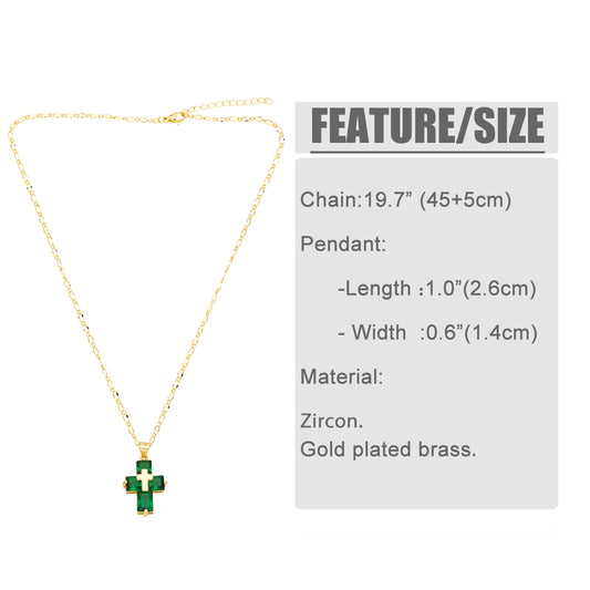 Ig Style Simple Style Cross Copper Plating Inlay Zircon 18k Gold Plated Pendant Necklace