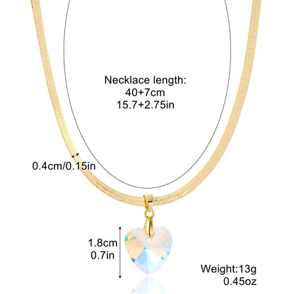 Simple Style Heart Shape Artificial Crystal Alloy Plating Inlay Artificial Gemstones Women's Pendant Necklace