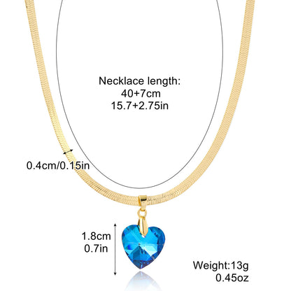 Simple Style Heart Shape Artificial Crystal Alloy Plating Inlay Artificial Gemstones Women's Pendant Necklace