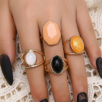 Wholesale Jewelry Vintage Style Geometric Alloy Artificial Gemstones Rhinestones Zircon Plating Inlay Rings