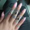 Wholesale Jewelry Vintage Style Geometric Alloy Artificial Gemstones Rhinestones Zircon Plating Inlay Rings