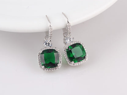 1 Pair Classic Style Square Inlay Copper Zircon Earrings