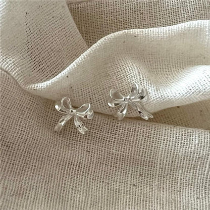 1 Pair Simple Style Bow Knot Plating Sterling Silver Gold Plated Ear Studs