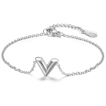 Simple Style Letter Titanium Steel Chain Bracelets