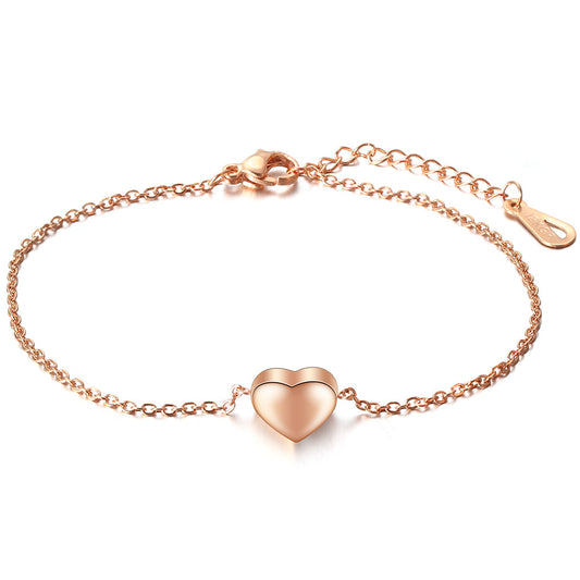 Simple Style Heart Shape Titanium Steel Plating Gold Plated Bracelets