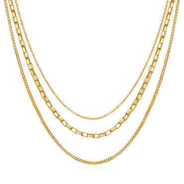 Simple Style Solid Color Titanium Steel Plating Gold Plated Layered Necklaces