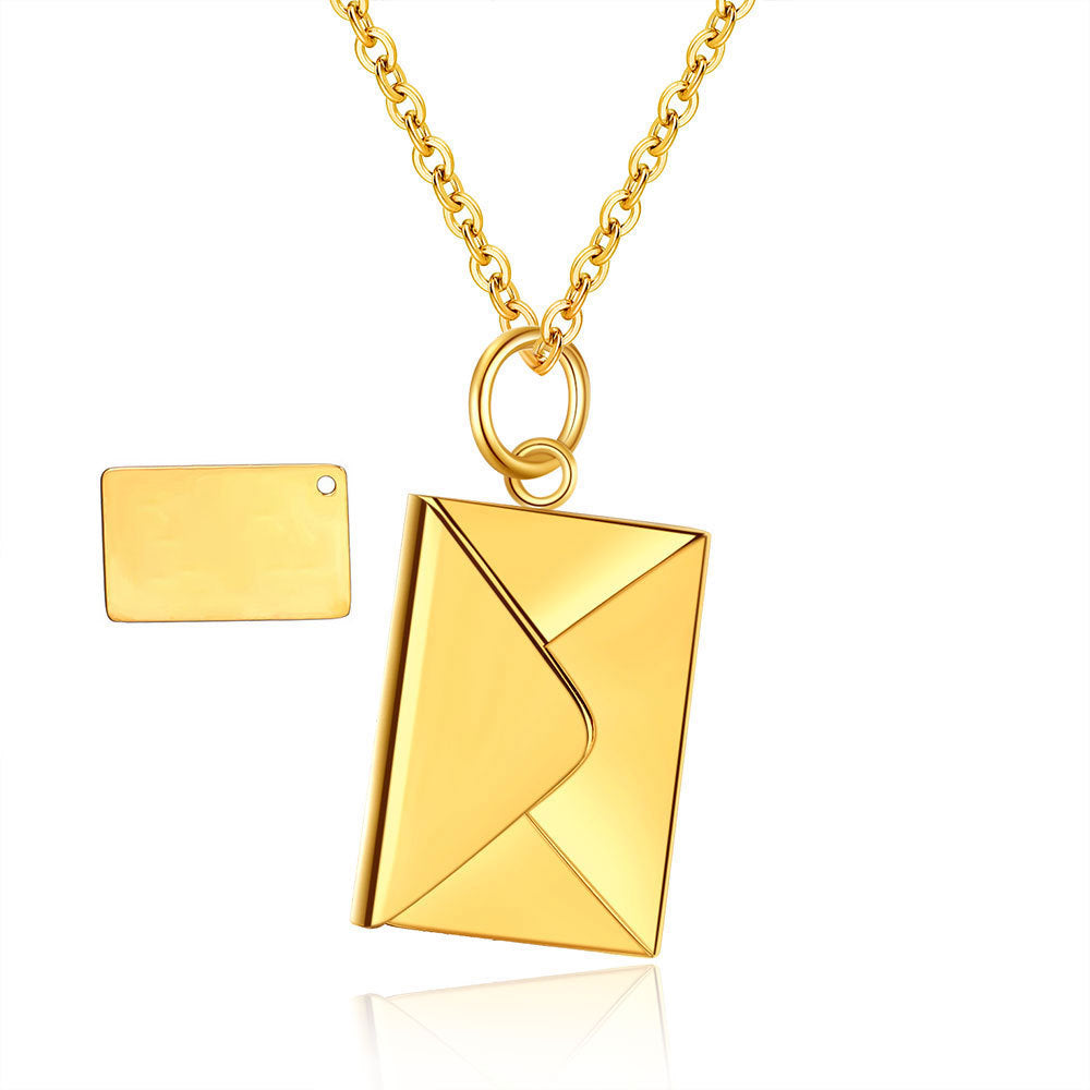 Simple Style Envelope Stainless Steel Titanium Steel Plating Gold Plated Pendant Necklace