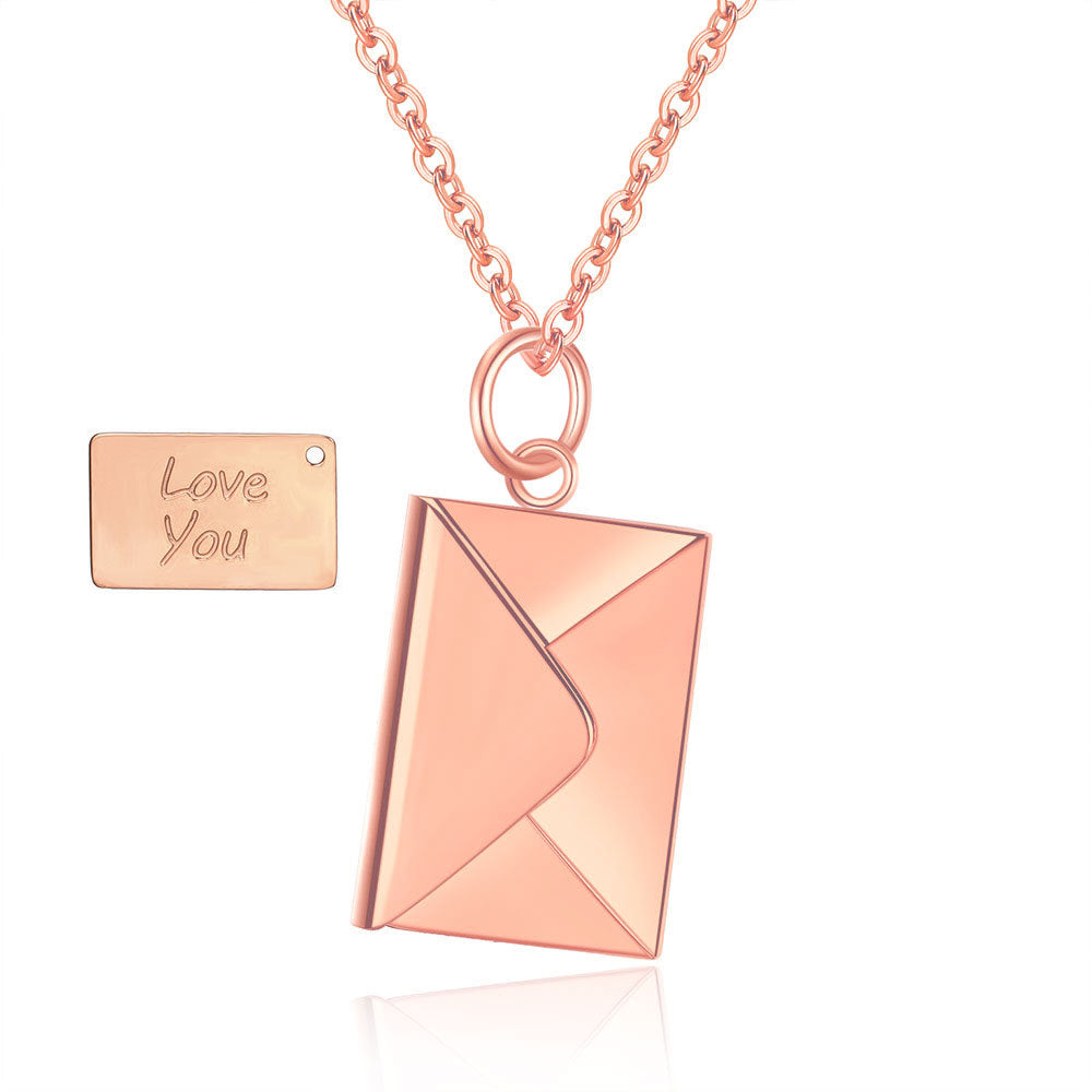 Simple Style Envelope Stainless Steel Titanium Steel Plating Gold Plated Pendant Necklace