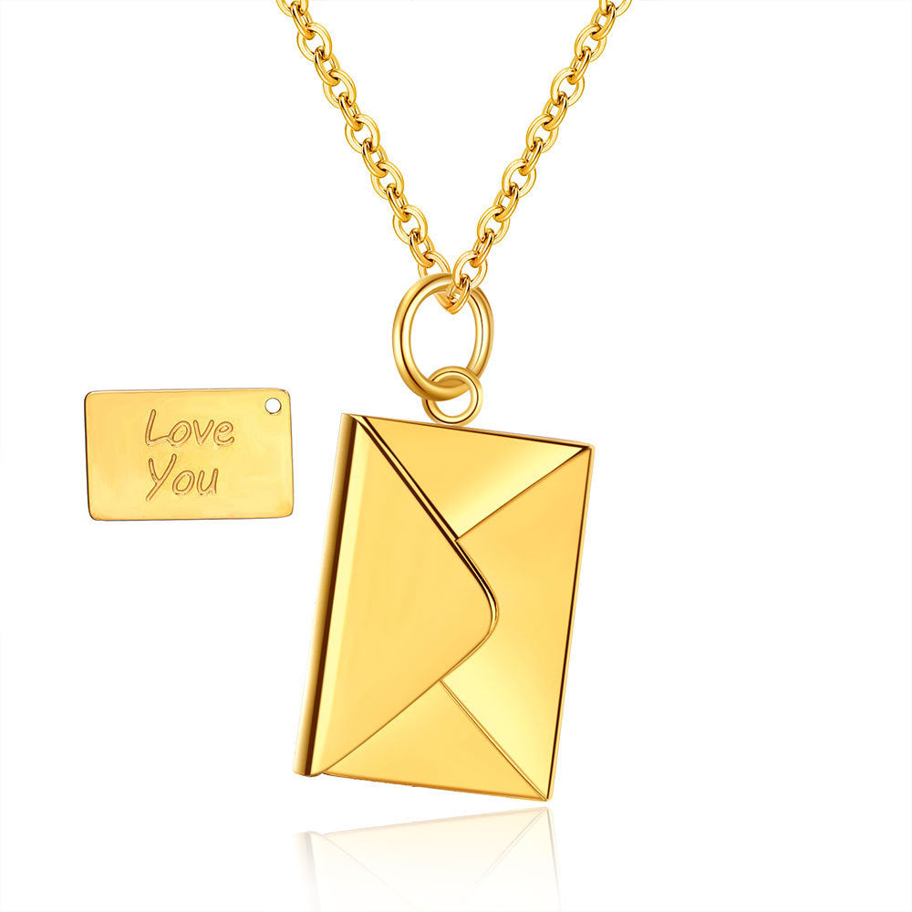 Simple Style Envelope Stainless Steel Titanium Steel Plating Gold Plated Pendant Necklace