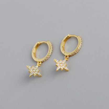 1 Pair Ig Style Casual Star Plating Inlay Sterling Silver Zircon Drop Earrings