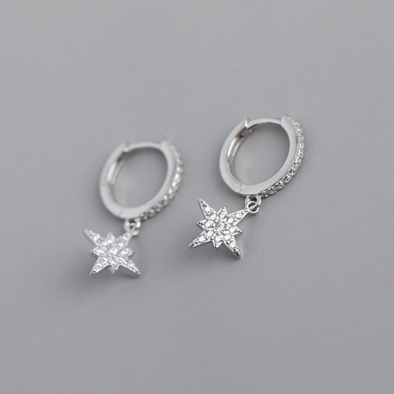 1 Pair Ig Style Casual Star Plating Inlay Sterling Silver Zircon Drop Earrings