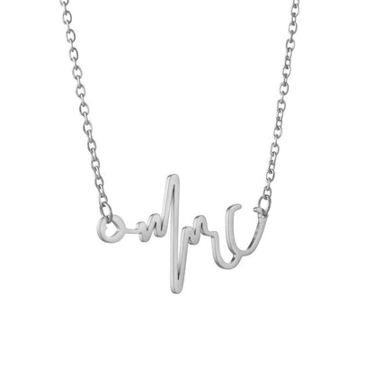 Elegant Lady Electrocardiogram Stainless Steel Pendant Necklace