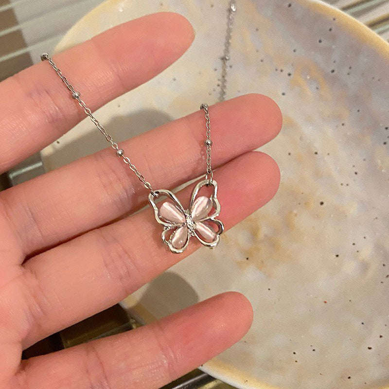 Elegant Sweet Heart Shape Butterfly Bow Knot Artificial Crystal Alloy Plating Inlay Zircon Women's Pendant Necklace