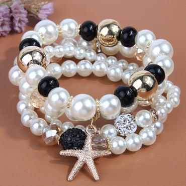 Vacation Starfish Artificial Pearl Alloy Wholesale Bracelets