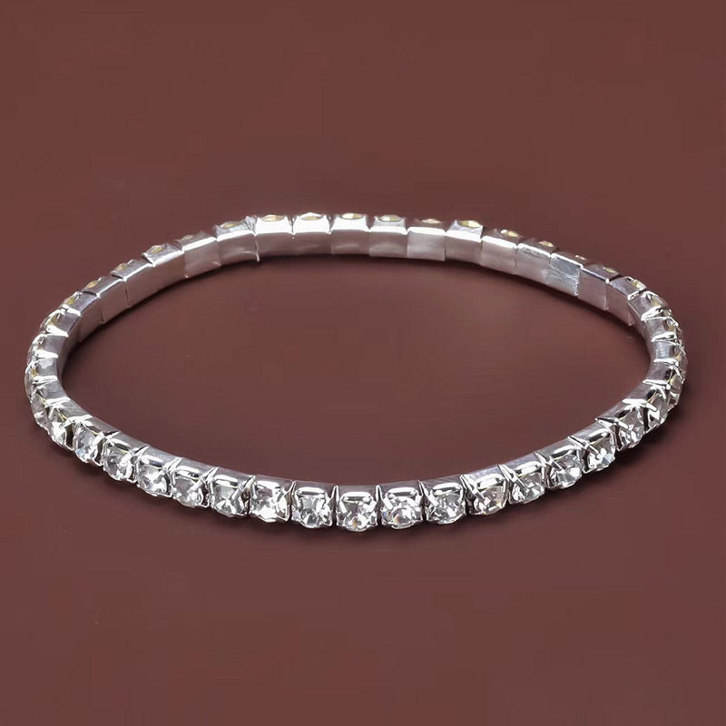 Simple Style Solid Color Ferroalloy Inlay Rhinestones Women's Tennis Bracelet